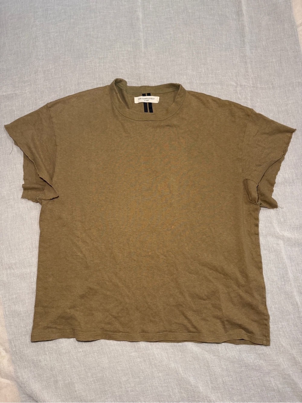 Men’s Brown Oversized T Shirt Mr Completely Raw Edge Boxy Distressed Tee Medium